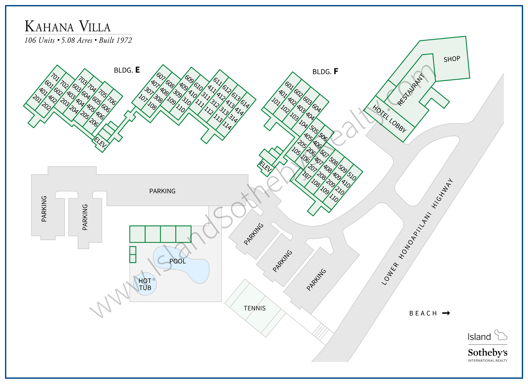Map of Kahana Villa Maui